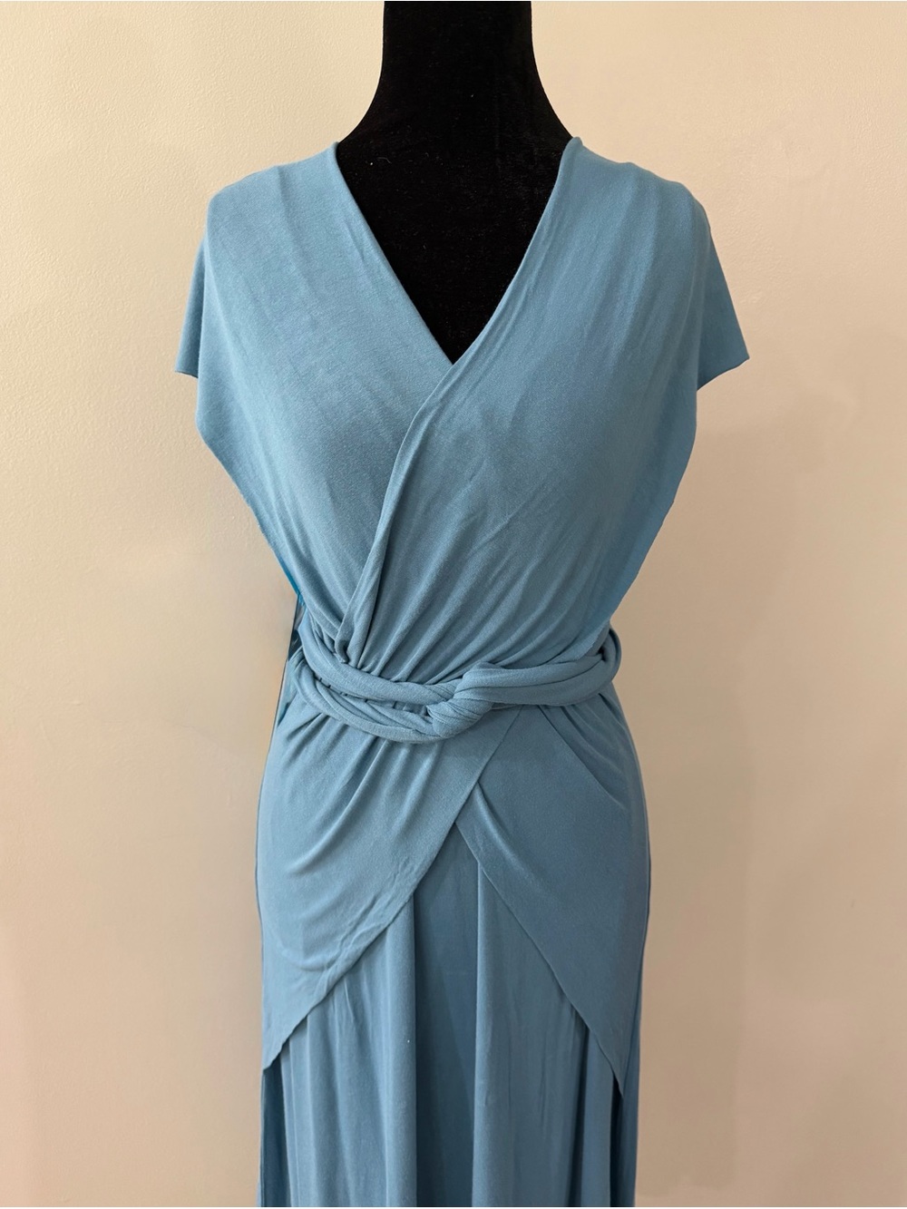 Soma Light Blue Adjustable Wrap Sleeveless V-Neck Cool Days Women's Midi Dress - Picture 7 of 16